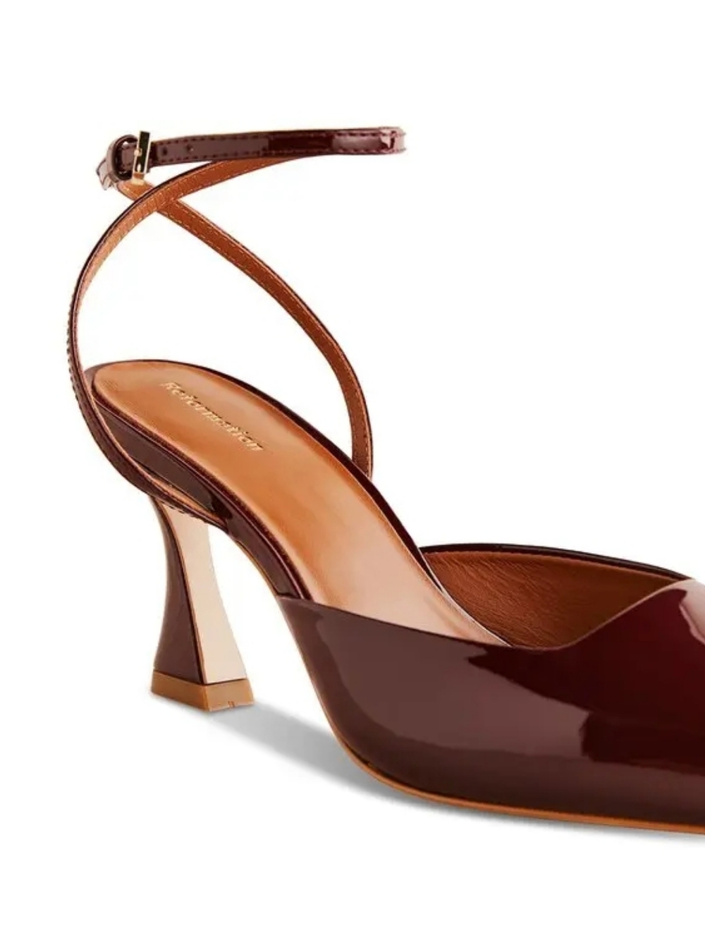 Reformation Natasha 75 Ankle-strap Mid Heel Pumps in Patent Burgundy Size 10 - Picture 2 of 13